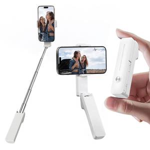 lot 20046 image: yAyusi Extendable Mini Selfie Stick for iPhone, Pocket Size Portable Selfie Stick with Remote, Compact Phone Selfie Sticks with Phone Holder for Content CreationVlogVideo RecordLive Stream (White)
