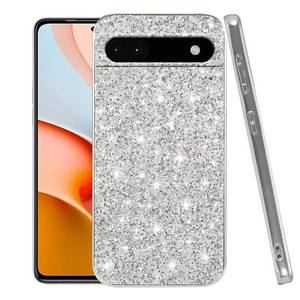 lot 20064 image: Compatible with Google Pixel 6A Case Glitter Shockproof,for Google Pixel 6A Phone Case Bling Sparkly Soft TPU and PC Silicone Shiny Girl Women Thin Protective Cover (Silver)