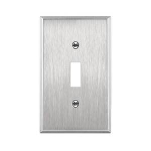 lot 20073 image: ENERLITES Toggle Light Switch Stainless Steel Wall Plate, Metal Plate Corrosive Resistant Cover for Rotary Dimmers Lights, Size 1-Gang 4.50x 2.76, 7711, 430 Stainless Steel, UL Listed, Silver