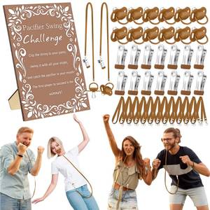 lot 20085 image: Geelin 12 Sets Swing Pacifier Shower Game Reveal Cielito Lindo, Brown