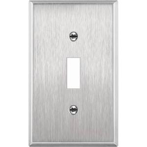 lot 20087 image: ENERLITES Toggle Light Switch Wall Plate  Stainless Steel Metal Cover  Corrosive Resistant  Standard Size 1-Gang  430 Stainless Steel  UL Listed  Silver
