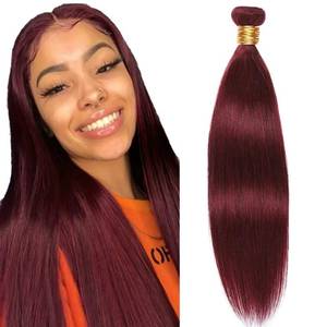 lot 20093 image: #99J Burgundy Bundles Human Hair Straight Bundles 32 Inch Wine Red Bundle Human Hair Extensions Unprocessed Virgin Remy Hair 1 Bundle 50 Gram Per Bundle