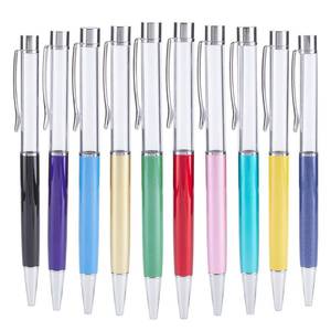 lot 20094 image: GORGECRAFT 10Pcs Empty Tube Pens Floating DIY Pens Creative Empty Ballpoint Pen Silver Cap for DIY Glitter Epoxy Resin Crystal Ballpoint Pen, 10 Colors