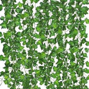lot 20095 image: 12 Pack Fake Vines for Room Decor Artificial Ivy Garland with Clip Green Flowers Hanging Plants Faux Greenery Leaves Bedroom Aesthetic Decor for Home Garden Wall Wedding