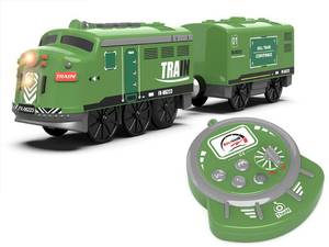 lot 20096 image: Train Toy Remote Control Locomotive, Motorized Train Set for Wooden Track, Electric Trains with Sound & Lighting Effects Compatible with Thomas, Brio, Chuggington