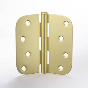 lot 20097 image: Goldenwarm 3 Pack Satin Brass 4x 4 Door Hinges 58 Radius Corners