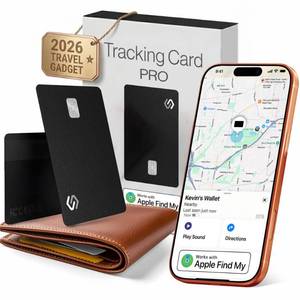 lot 20102 image: SPOTMINDERS Apple MFi Certified Wallet Tracker PRO Works with Apple Find My IP68 Rechargeable Tracking Card for Wallet Luggage Passport 0.07in Slim Credit Card Design Item Finder