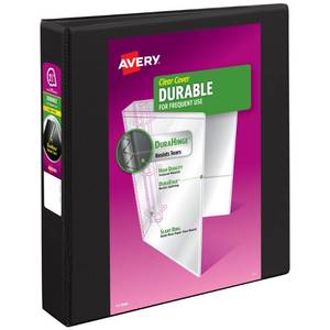 lot 20106 image: Avery Durable View 3 Ring Binder, 1.5 Slant Rings, 1 Black Binder