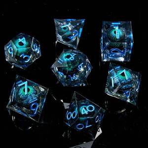 lot 20108 image: FugaCity Dice Set,Handmade Sharp Edge 7 Piece Resin Dice-Dungeon&Dragons Polyhedral Dice Set, D&D Dice Set with Gift Dice Case for RPG MTG Table Games