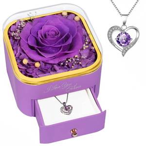 lot 20479 image: Beferr Birthday Gifts for Women Preserved Real Rose with Necklace Eternal Roses Forever Flowers for Delivery Anniversary Mothers Gifts for Mom Her Grandma Wife Sister from Daughter Son