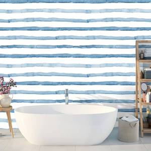 lot 20480 image: HAOKHOME Coastal Peel and Stick Wallpaper Blue Striped for Boys Bathroom