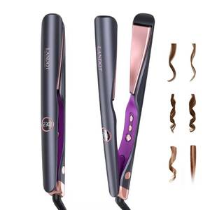 lot 20482 image: LANDOT 2-in-1 Hair Straightener and Curler, Ceramic Twist Iron Dual Voltage