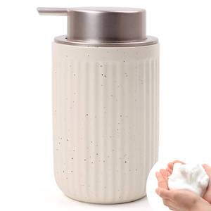 lot 20488 image: BosilunLife Foam Hand Soap Dispenser - Ceramic Foaming Soap Dispenser for Bathroom 12oz Refillable Liquid Lotion Soap Dispenser with Rust-Proof Foaming Pump for Countertop
