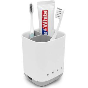 lot 20489 image: Toothbrush Holder for Bathroom,Plastic Detachable for Easy Cleaning Multi-Functional Storage,3 Slots Anti-Slip Electric Toothbrush and Toothpaste Organizer Caddy for Bathroom Vanity,Countertop (Grey)