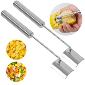 lot 20499 image: 2025 NEW Long Handle Stainless Steel Corn Stripping Tool, Corn Cob Stripper,Corn Cutter, Corn Peeler,Easy Clean Corn Peeler Corn Cob Stripper Tool (2PC)