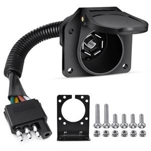 lot 12264 image: Nilight 4-Way Flat to 7-Way Round Blade Trailer Adapter
