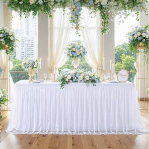 lot 13052 image: Suppromo White Tulle Tablecloth 8-Foot Rectangular
