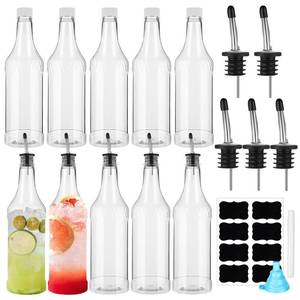 lot 13077 image: Dandat 20 Pc 32 Oz Plastic Pour Bottles with Pourer Long Neck