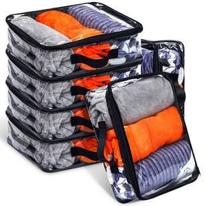 lot 13117 image: Hillban 6 Pcs Large Clear Travel Packing Zipper Bags