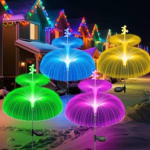 lot 13123 image: XINNOZI Solar Jellyfish Garden Light 7-Color 4-Pack
