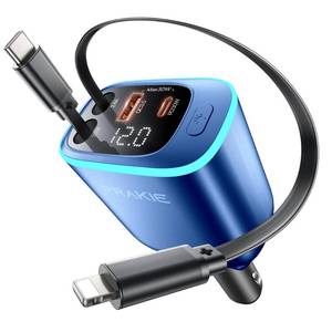 lot 14182 image: PRAKIE 4-in-1 Car Charger with Retractable Cables