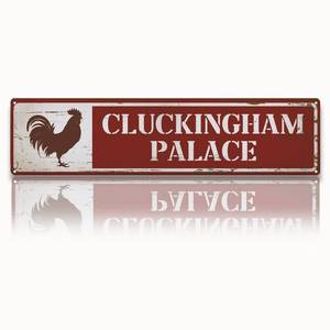 lot 14193 image: ZkleoDru Cluckingham Palace Metal Sign 15.8x4