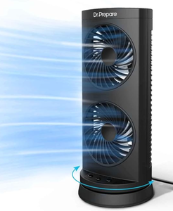 lot 1086 image: Black small tower fan 13in