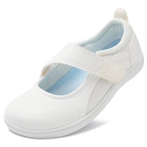 lot 1109 image: BARERUN Womens Mary Jane Walking Shoes - Wide Toe, Diabetic, Adjustable, Ultlight, Breathable, Non-Slip, Nursing & Work Shoes - White, 9 Wide