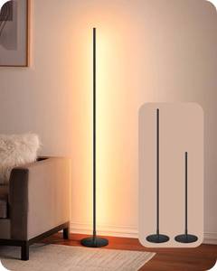 lot 1113 image: EDISHINE 59.84 LED Corner Floor Lamp, 3000K & Stepless Dimmable, Black