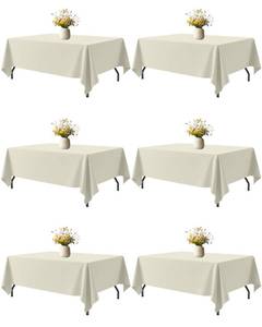 lot 1135 image: Niuara Ivory Polyester Table Cloth, 6 Pack, 60 x 102 in