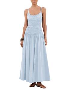 lot 2224 image: DURUNUL Womens Spaghetti Strap Smocked Maxi Dress Beach Flowy Sundress L
