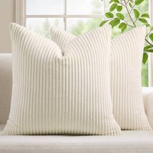 lot 2231 image: Mecatny Corduroy Fall Throw Pillow Covers 22x22 Set of 2 Cream White
