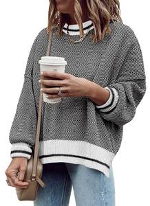 lot 2239 image: Womens Oversized Sweaters Fall Fashion Side Slit Ribbed Pullover Sweater L