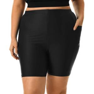 lot 2243 image: HODOSPORTS Plus Size Womens Swim Shorts with Pockets 6.5 UPF50 High Waisted Board Shorts Tummy Control Swimsuit Bottoms Black 4X