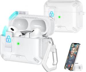 lot 2248 image: R-FUN for AirPods Pro 2 Case with Lock Magnetic Lid, White