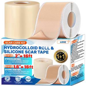 lot 2376 image: Arme Hydrocolloid Roll for Wound Care, Hydrocolloid Bandages(2in16ft)&Scar Sheets(2in16ft) First Aid Kit, Ultra Absorbent Medical Grade Hydrocolloid Tape with Self-Adhesive for Burn Acne Blister