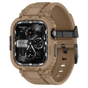 lot 2397 image: amBand for Apple Watch Series 1110 Case and Bands 46mm Men, M1 Sport Series Tough Case for iPhone Watch Bands, Outdoor Activities Essential Full Body Protection for Hiking Cycling - Desert Tan