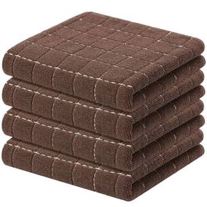lot 2401 image: Kitinjoy 100% Cotton Terry Kitchen Towels, 13x 28, 4-Pack, Brown