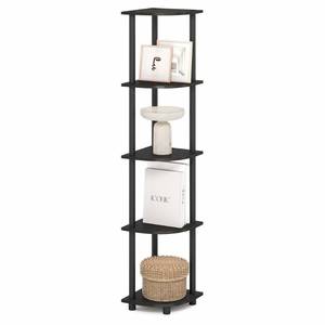 lot 9534 image: Furinno Turn-N-Tube Corner Shelf, 5-Tier Corner Bookshelf, Open Storage Shelves, for Organization and Storage, Living Room, Home Office, Garage, Bedroom, Black Espresso