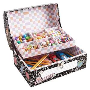 lot 9535 image: Thyle Double Deck Composition Classroom Treasure Chest Box Hinged Lid