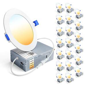 lot 9546 image: Ensenior 20 Pack 4 Inch LED Recessed Light, 5CCT Dimmable Canless Wafer
