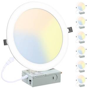 lot 9558 image: 6 Pack 8 Inch LED Recessed Lighting with Junction Box Ultra-Thin, 3000K4500K6000K Selectable, 8 Dimmable Canless LED Downlight, 1800LM CRI80 High Brightness 5%-100% Recessed Light��