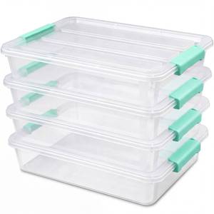 lot 9559 image: 6 Qt Clear Storage Bins with Lids, Sensory Bins,Plastic Stackable Storage Containers with Secure Latches,Multi-Purpose Classroom Storage Organizer for Craft Supplies,Paper & Office Stationery,4 Pack