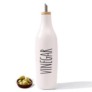 lot 9580 image: HOMCDALY Ceramic Olive Oil Dispenser for Kitchen, Stoneware 16oz Oil and Vinegar Bottles Dispenser, Kitchen Dispenser Bottle for EVOO Vinegar Syrups, Modern Farmhouse Design(W-V)