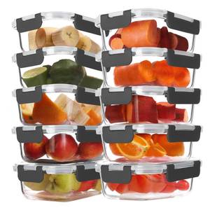 lot 9962 image: BAYZZ 10 Pack 22 oz Glass Meal Prep Containers, Glass Food Storage Containers with Airtight Lids, BPA-Free, Freezer and Microwave Safe