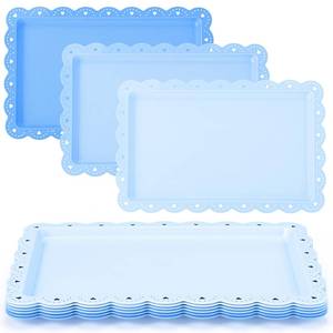 lot 9972 image: Acellegic 3 Pcs Blue Serving Trays Plastic Food Platters