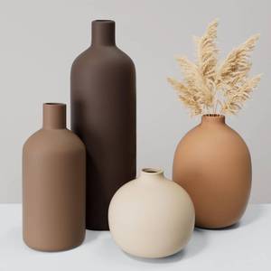 lot 9974 image: Tvzouo Ceramic Vase Set of 4, Decorative Neutral Modern Flower Vases for Home Decor, Living Room, Shelf Decor, Bookshelf, Kitchen, Centerpiece, Table, Bedroom, Office, Farmhouse