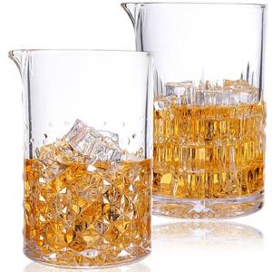 lot 9977 image: SogYupk 2 Pcs Cocktail Mixing,Crystal Glass Engraved Cocktail Stirring Glasses,24oz Drink Stirring,Thick Weighted Bottom,Professional Bartenders Mixer Glasses,Bar Tools.