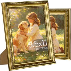 lot 9984 image: upsimples Vintage 8.5 by 11 Picture Frame, Antique Gold Frames, 2 Pack