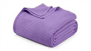 lot 9990 image: Cotton Waffle Weave Blanket Inches Soft Woven Lightweight Breathable Bed Blanket Queen Size for Layering Any Bed, Couch Sofa, Home Decor for All Season (Plum, 90 x 90)